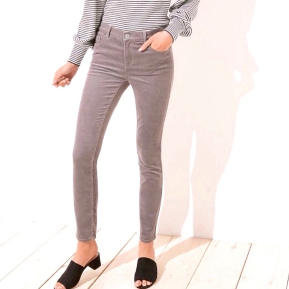 Lucky Brand Gray Corduroy Mid Rise Brooke Skinny Pants